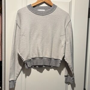 Frame Denim Gray Ribbed Cropped Pullover
